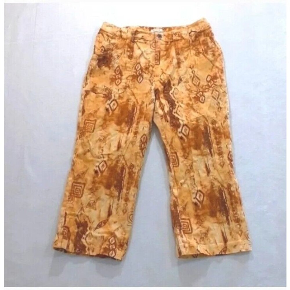 c.l.o.t.h.e.s. Stretch size 8 yellow brown capri jeans *